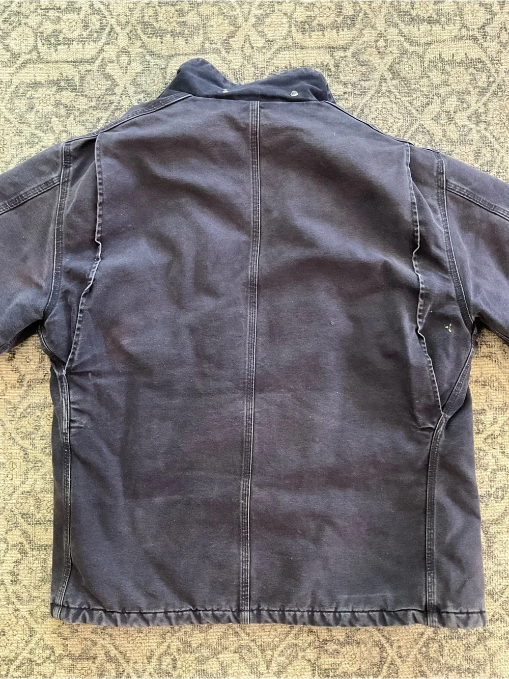 Vintage Carhartt Distressed Chore Jacket Navy Blue Mens Size L C26 MDT